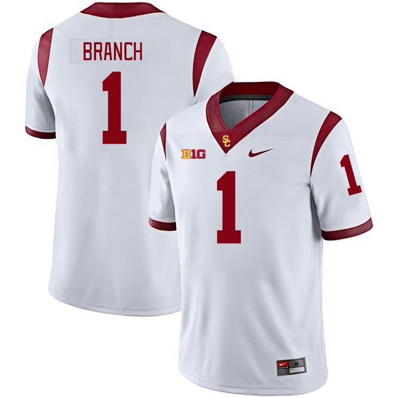 USC Trojans #1 Zachariah Branch Big 10 Conference College Football Jerseys Stitched Sale-White